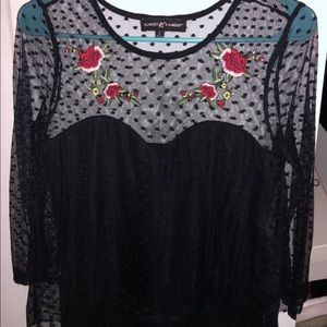 Mesh black shirt with roses!